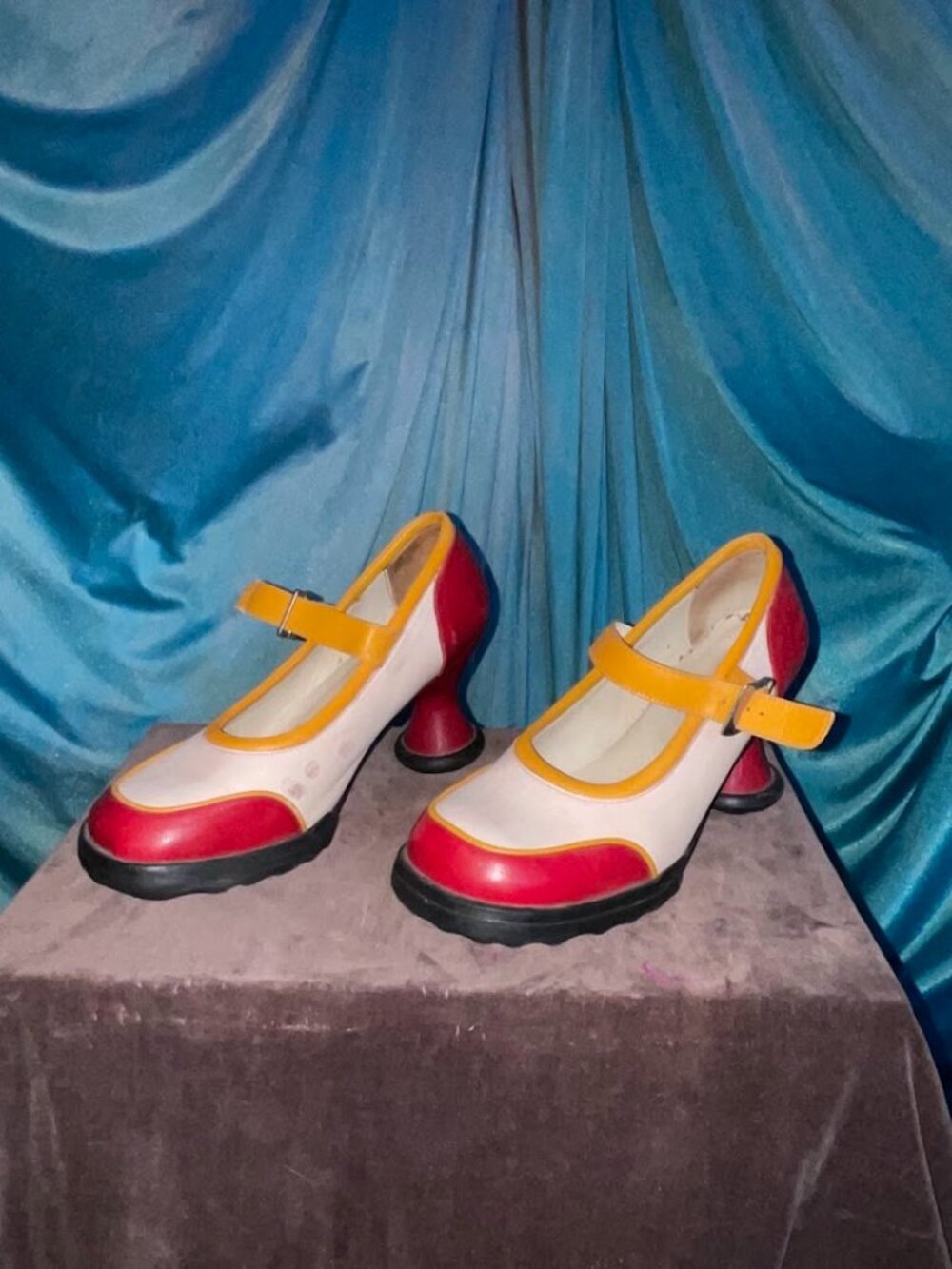 John Fluevog Mini Gorgeous Colorblock Mary Jane Heels
